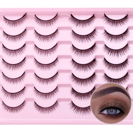 SQYlashes Short Lashes Natural Wispy Lashes Cat Eye False Eyelashes - Mixed 2 Styles, 14 Pairs, MG01