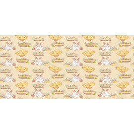 Lunarable Easter Pencil Pen Holder, Retro Celebration of Important Day Western Holiday Print, Printed Ceramic Pencil Pen Holder for Desk Office Accessory, Earth Yellow and Tan