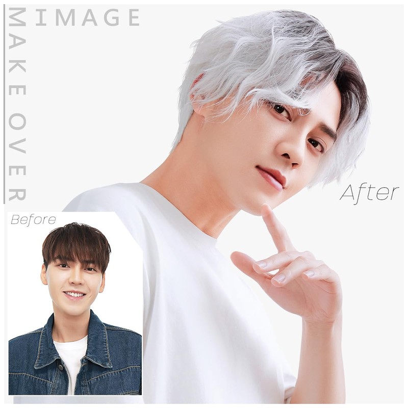 [TefuRe] Men's Wig, Men's Wig, Rough, Casual Style, Perm, Center
