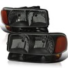 Spec-D Tuning Black Housing Smoke Lens Headlights + Bumper Lights Compatible with 1999-2006 GMC Sierra 1500 2500 3500, Left + Right Pair Headlamp Assembly