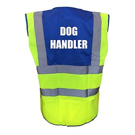 Dog Handler Printed Yellow and Blue Hi Vis Vest/Waistcoat, Security Officer, Security Guard Bouncer, Doorman, Events, Medium