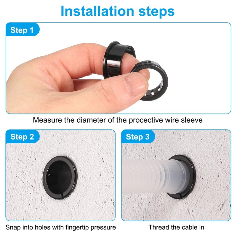 sourcing map Cable Snap Bushing Grommets, 20Pcs 21mm/0.83" Mounting Dia
