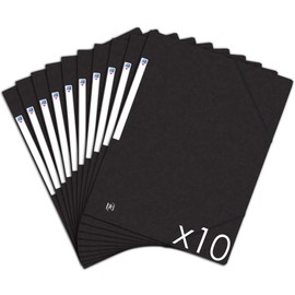 Oxford Topfile+ Pack of 10 Cardboard Folders with 3 Flaps, A4, Elastic Closure and Pockets - Black