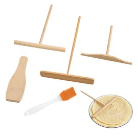 5pcs Crepe Dragonfly Horns Wooden Crepe Dragonfly Handmade Crepe Pancake Crepe Dragonfly T-Shape Kitchen Cookware Tools for Home Party Baking Crepe Making Crepe