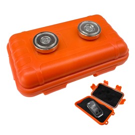 KVAEY 1 PCS Magnetic Key Box, Indoors Outdoors Waterproof Magnetic Hidden Key Holder Under Vehicles, Safe Key Hider Storage Under Car to Hide A Key Outside, Car Accessories (Orange)