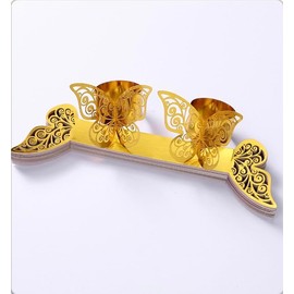 50pcs Laser Cut Butterfly Napkin Rings Holder for Dinners Tables Wedding Anniversray Party Decor Baby Bridal Shower Banquet Supply Sash Bows Tablecloth Paper Napkins (Gold, Butterfly)