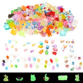 Chovbe 149pcs Mini Resin Animals, Glow in the Dark Tiny Animal Figures, 8 Styles Tiny Resin Animals Mixed, for Micro Fairy Garden, Dollhouse, Aquarium Decor