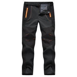 TBMPOY - Pantalones de esquí para hombre, impermeables, forro polar, para exteriores, senderismo, montaña, con cinturón, 02, color gris oscuro, XXL