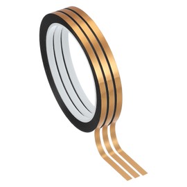 PATIKIL Metalized Polyester Film Tape 3/16 Inch x 55 Yards, 3 Pack Metallic Decor Tape Champagne Adhesive Mirror Tape for Detailing Accent Wall Graphic Arts Boat Trim Walls