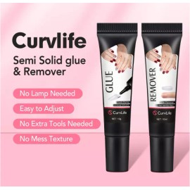Newly Upgraded Quick Drying 10g Semi Solid Nail Glue with 10ml Remover for