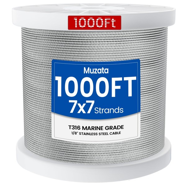 Muzata 1000 ft 1/8" Stainless Steel Cable Railing System Hardware
