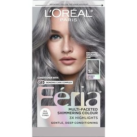 L'Oreal Paris Feria - Tinte permanente multifacético y brillante, Smokey Silver (plata ahumado), paquete de 1, kit de tinte