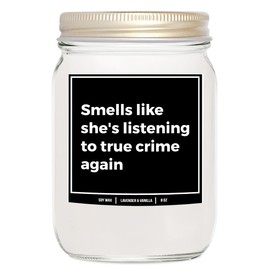 YouNique Designs True Crime Scented Candle Soy Wax, 8 Oz, True Crime Gifts for Women, Serial Killer Gifts for Women, Crime Junkie Merch, All Natural Soy Vegan Candles (Eucalyptus & Spearmint)