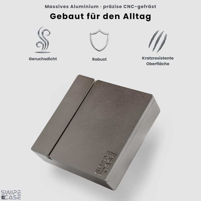 Swipecase® Aluminium Case with Double Compartment for Snus, Caffeine Snus