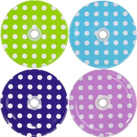 Southern Homewares Polka Dot Pattern Mason Jar Lids for Straws Set of 4 Fun Jar Lids Kids Colorful Jar Lids Straw Holes Small