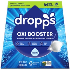 Dropps Oxi Booster Pods, Unscented (64 Pods) - Chlorine-Free Bleach Alternative Biobased Laundry Whitener & Stain Remover