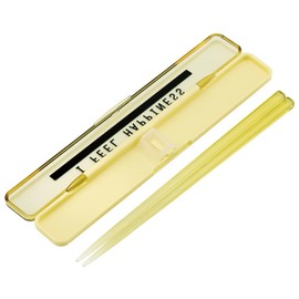 Skater ABC3AG-A Chopsticks, 7.1 inches (18 cm), Chopsticks Case Set, Antibacterial, For Adults, See-Through, Lemon, Made in Japan