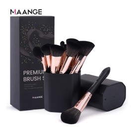 25 Set De Brochas Para Maquillaje Profesional +estuche +caja Color Negro