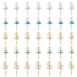 DICOSMETIC 30Pcs 5 Colors Alloy Ballet Charms Ballerina Charms with Multi-Colored Dress Pendants 1.06x0.43x0.35 Inch Tiny Dancer Charm Collection Pendants for DIY Jewelry Making, Hole: 2mm