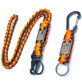 LUYADIN Paracord Lanyard Keychain with USA Flag,Parachute Rope Necklace Keychains for Outdoor Activities,Keys,Whistle