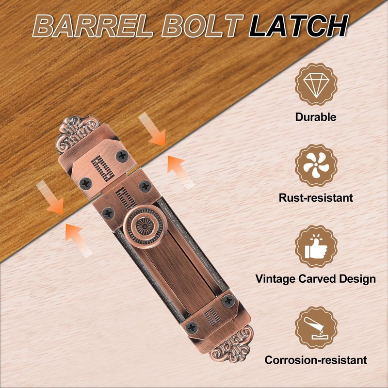 MECCANIXITY Barrel Bolt Latch, 5 Inch Vintage Sliding Lock with