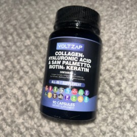 Voltzap Collagen, Hyaluronic Acid & Saw Palmetto, Biotin, Keratin 90 Caps New
