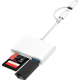 Lightning to SD Card Reader - 4 in 1 Memory Card Adapter for  with USB Female OTG, Compatible with SD/TF Cards. Portable and Fast . - Color: 3IN1 SD CARD