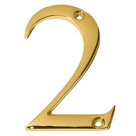 Clio 3-Inch Solid Brass Metal Letters For Outdoor Wall Decor Mailbox Numbers House Numbers For Outside, Address Plaques for House Numbers, House Number Sign (Number 2, Polished Brass)