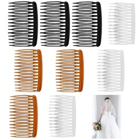 Amazleer Haarkämme mit französischem Drehverschluss, 14 Zähne, dekorative Haarklammern für Frauen, Brautschmuck, Hochzeit, Vintage, Retro, Hochsteckfrisuren, Seitenkämme (Kaffee, Weiß und Schwarz, 14