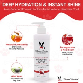 Warren London - Hydrating Butter For Dogs Skin & Coat,8 Oz,Pomegranate & Acai
