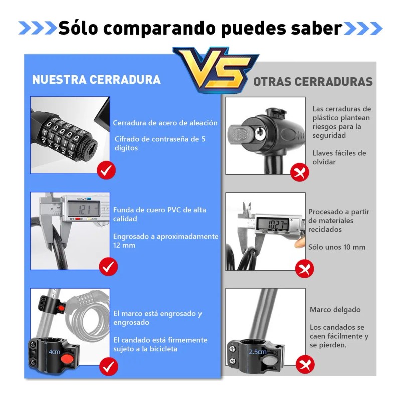 Candado Combinación Impermeable Para Bici/moto 1.5m Negro