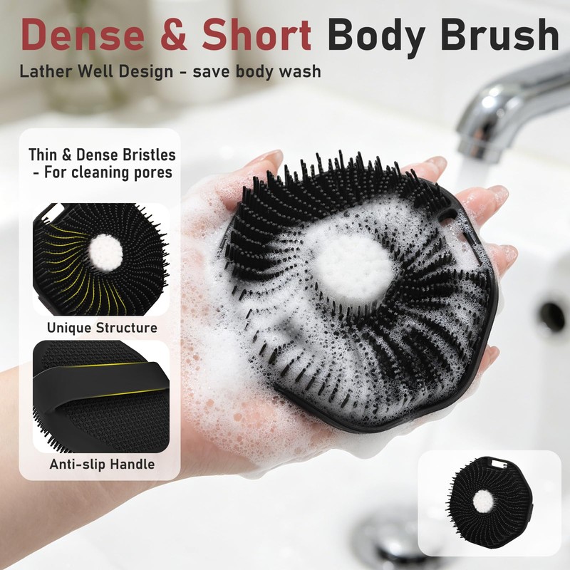 Back Scrubber for Shower with Long Handle, Exfoliating Body Scrubber