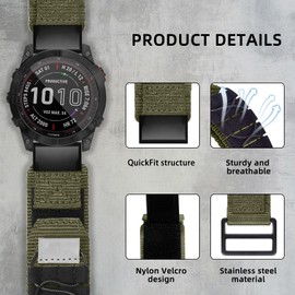 SumRioo QuickFit 22 mm Bracelet for Garmin Fenix 7/6/5/Fenix 7 Pro Solar/7 Pro/7 Solar/6 Pro Solar/6 Pro/6 Solar/5 Plus, Nylon Replacement Strap for Garmin Epix 2 47 mm/Forerunner 965/955/945/935,