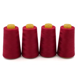 Tortoise 4 Cones of 3000 Yards Each Spool Thread for All Purpose, Serger, Overlock, Quilting, Sewing Machine - 100% Polyester - 40S/2 Wine Red