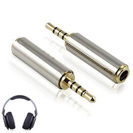 Ginhkok Stereo Mini Plug Conversion, Pack of 2, Gold Plated 4 Poles Mini Plug Earjack for Smartphones, Microphones, Tablets, CDs, Etc., Standard Stereo Audio Adapter, Compatible with Dock Phones