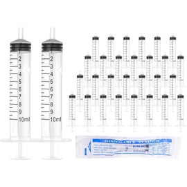 OLCANA 30 Pack 10ml Syringes with Sterile Individual Wrap Measurement and Dispensing Syringe Tools for Science Labs, Liquid Measuring, Feeding Pets, Oil or Glue Applicator