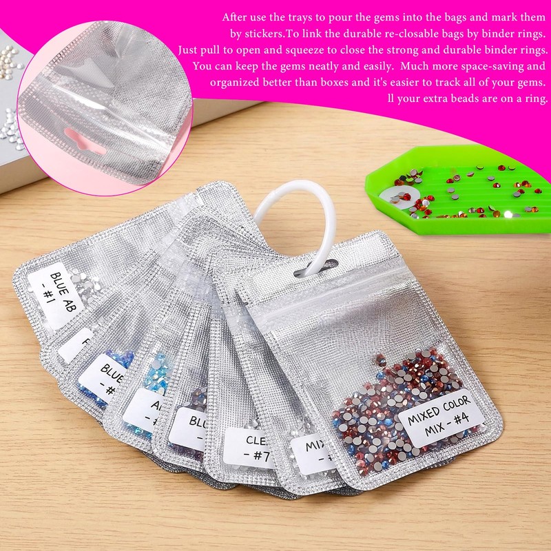 Elegaperma 100pcs Diamond Art Bags for Beads, 4.33 x 2.7