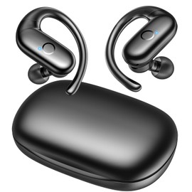 kurdene Wireless Earbuds Bluetooth Headphones Sport,Over Ear Buds with Deep Bass Sound,60Hrs Playtime Earphones Redesigned Comfort Fit with Earhooks for Running,Meeting,Workout-Black