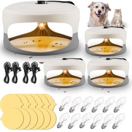 4 Packs Flea Traps for Inside Your Home, Effective Flea Trap for Home & Garage with 12 Sticky Disc 12 Bulbs 4 Electric Wires Bed Bug with Light for Indoor Safe to Pets