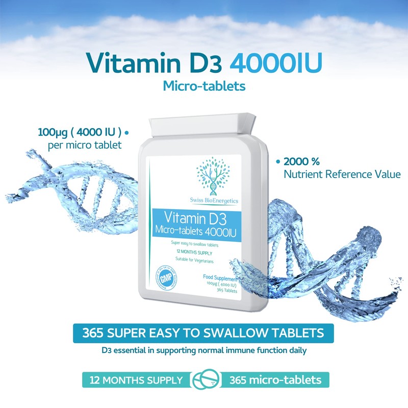 Vitamin D3 100µg (4000 IU) 365 Micro-Tablets – one-a-Day Easy