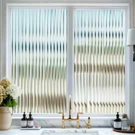 DARUITE Window Film Privacy, Decorative Reeded Glass Window Film, Removable No Glue Anti-UV Static Privacy Film for Glass Windows for Home Office, 30x100CM