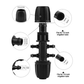 Kalolary 20PCS Barbed Tee 1/2 inch Tubing to 1/4 inch Irrigation Tube Anti-Drop Premiun Fitting (fits 13mm ID/ 4mm ID) (Black)