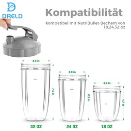 DRELD Pack of 2 Flip Top To Go Lids for Nutribullet Accessories 600W/900W, Resealable Cup Lid, Nutribullet, Hinged Lid Compatible with Nutri Bullet Mixing Cup 18oz/24oz/32oz