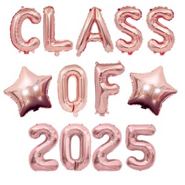 bng-bng Class of 2025 Balloons,Graduation Prom 2025 Foil Balloons 16inch,Class of 2025 Letter Banner for 2025 for High School College Grad Graduation Party Decorations Rose Gold