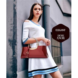 Coolives Women's handbag made of PU patent leather, handbag, evening bag, shoulder bag for wedding, disposable, burgundy, Handbag