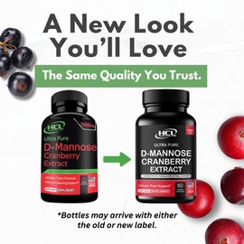 HCL HERBAL CODE LABS D-Mannose with Cranberry Extract Capsules 1500mg – High Potency USP Grade D-Mannose Supplement with Whole Fruit Cranberry Powder – Urinary Tract Support – Non-GMO 60 Capsules