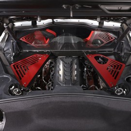 TOYCIDFG Engine Bay Panel Cover Trim for C8 Corvette 2020-2024, Left Right Splash Shield Oxidation Case Guard Auto Aluminium Interior Body Part Accessories (Red - A)