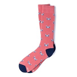 Alynn Men's Hipster Nautical Pink Crab Cotton Novelty Contemporary Crew Dress Socks (Salmon Coral)