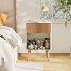 Fluted Nightstand, Modern Bedside Table with Storage Drawers and Open