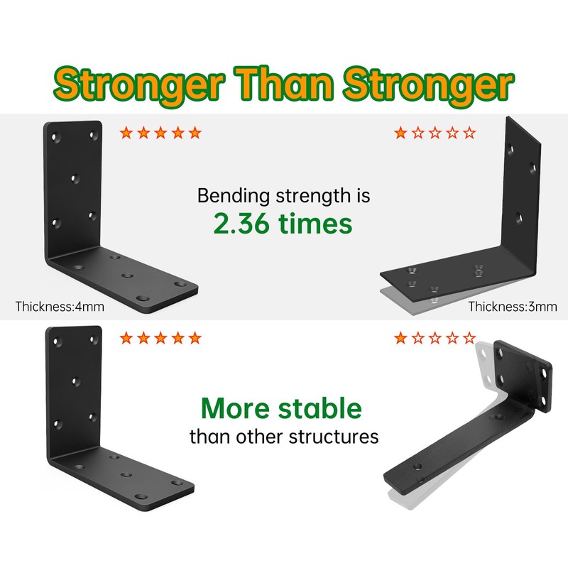 5x5“ Heavy Duty Shelf Brackets，L Brackets for Shelves Fence Pergola